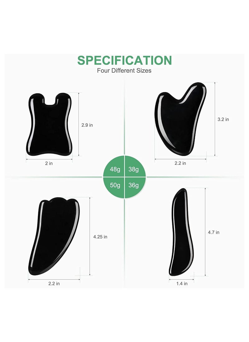 Y&D - Massage Facial Tool Natural Jade Stone Board Scraping Set for SPA Acupuncture Physical Therapy Muscle Knot Caring Point Treatment 4PCS - Image 1
