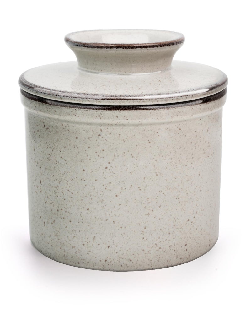 Jersinwei French Butter Dish, Butter Crock for Counter with Water Line, Ceramic Butter Keeper for Spreadable Butter - Chrismas Gift Home Kitchen Decor - Reactive Glaze Collection - Grey - Image 1