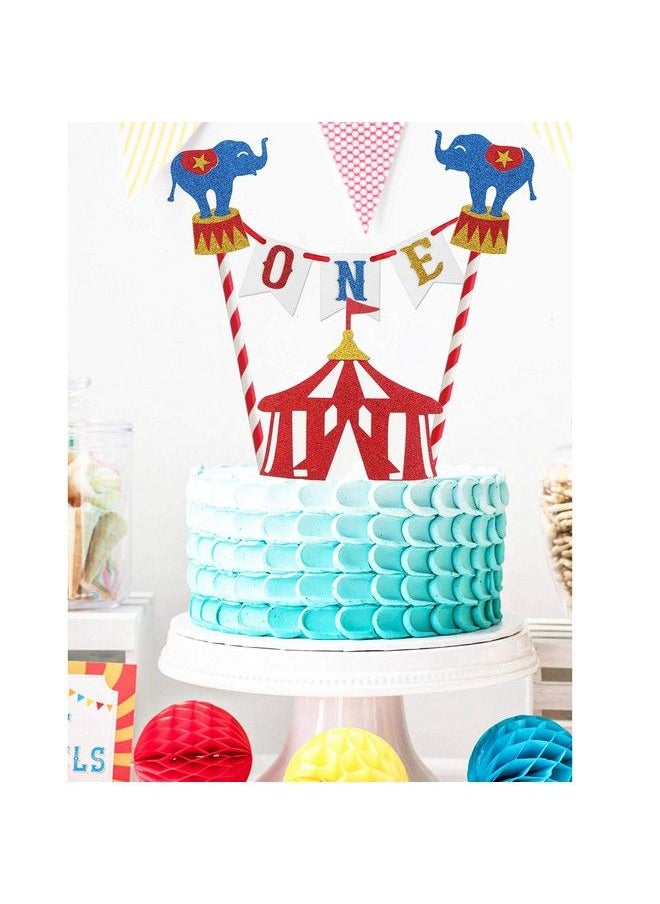 Generic - Circus Carnival Theme Cake Topper 1St Birthday Circus Theme Photo Booth Props Cake Smash Party Cake Decorations Supplies, Glitter - Image 1