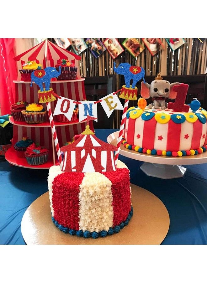 Generic - Circus Carnival Theme Cake Topper 1St Birthday Circus Theme Photo Booth Props Cake Smash Party Cake Decorations Supplies, Glitter - Image 1