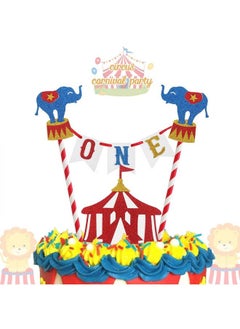 Circus Carnival Theme Cake Topper 1St Birthday Circus Theme Photo Booth Props Cake Smash Party Cake Decorations Supplies, Glitter
