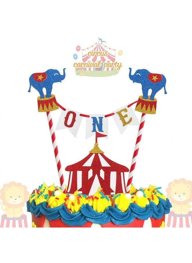 Generic - Circus Carnival Theme Cake Topper 1St Birthday Circus Theme Photo Booth Props Cake Smash Party Cake Decorations Supplies, Glitter - Image 1
