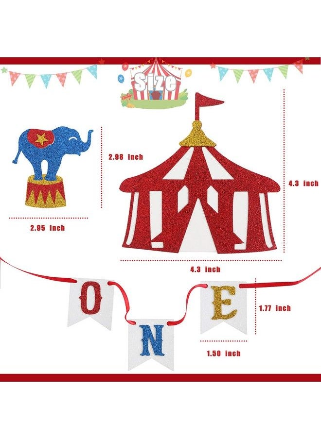 Generic - Circus Carnival Theme Cake Topper 1St Birthday Circus Theme Photo Booth Props Cake Smash Party Cake Decorations Supplies, Glitter - Image 1