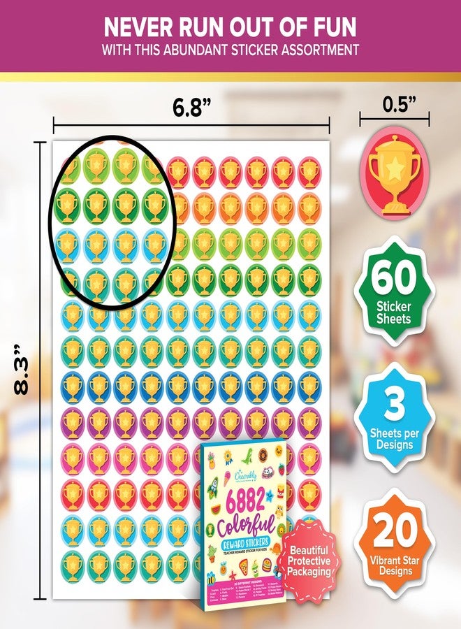 Decorably 6,882 Assorted Small Reward Stickers for Kids - 60 Sheets Sticker Chart Stickers, Classroom Activities, Positive Reinforcement, Arts & Crafts, Scrapbooking, Gift - Image 2