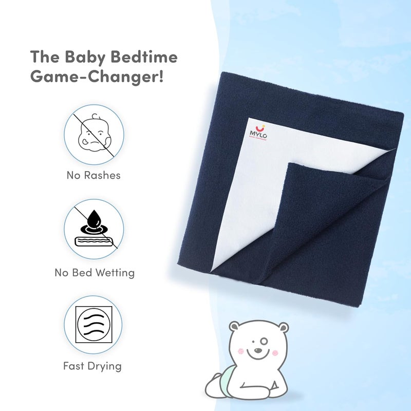 Mylo Essentials Mylo Baby Waterproof Mattress Protector for Baby (0-3 Years), Extra Absorbent, Soft and Reusable Quick Dry Sheets (Blue & Red)- Pack of 2 - Image 2