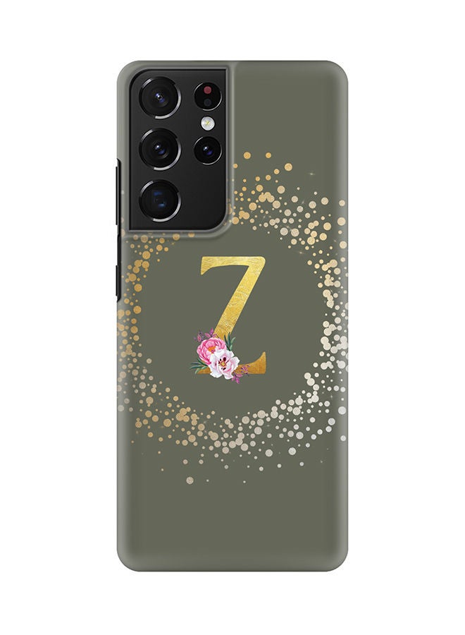 Stylizedd Monogram Slim Cover for Samsung Galaxy S21 Ultra 5G Case Custom Initials Letter Floral Pattern Snap Series Mobile Cover Matte Alphabet  - Z (Olive Green) - Image 1