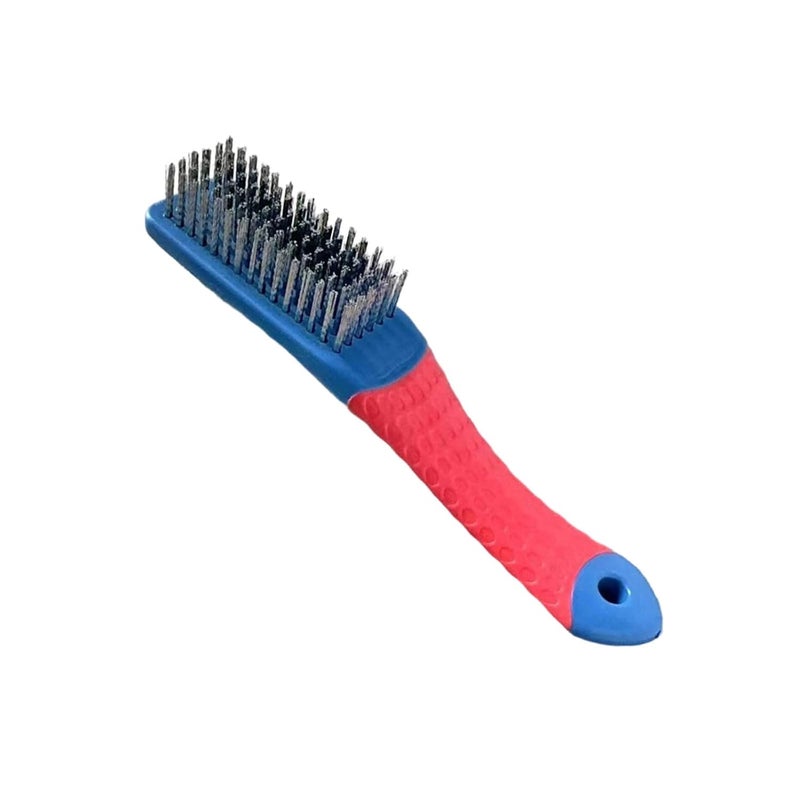 Stainless Steel Wire Brush With Silicone Handle For Metal Polishing Antique Restoration - Image 1