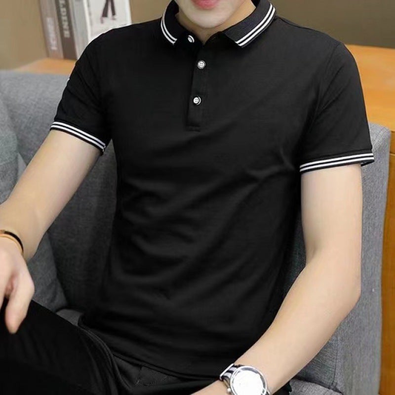 Mens Slim Fit Short Sleeve Polo Tee Casual Solid Color Summer Brown  - Image 4