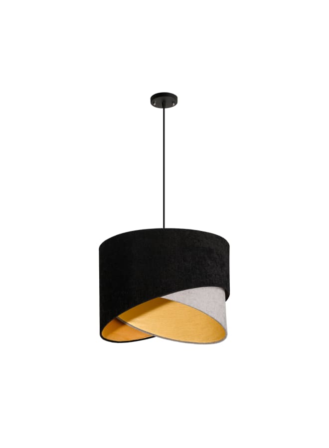El Rawda Lighting Shaboa Pendant, Unique, High-Quality Fabric, With A Distinctive Shape | modern decorative LED E27 pendant light ceiling lamp hanging | suitable for any room | Color: Black × Grey | Size: 60x45x45 cm - Image 1