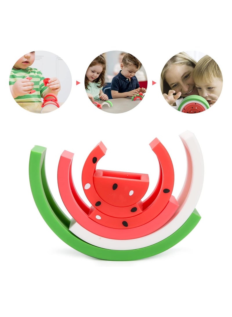 general Watermelon Building Blocks Silicone Products Cubic Puzzle Stacking Game Watercolor Building Blocks 6 Pieces - Image 3