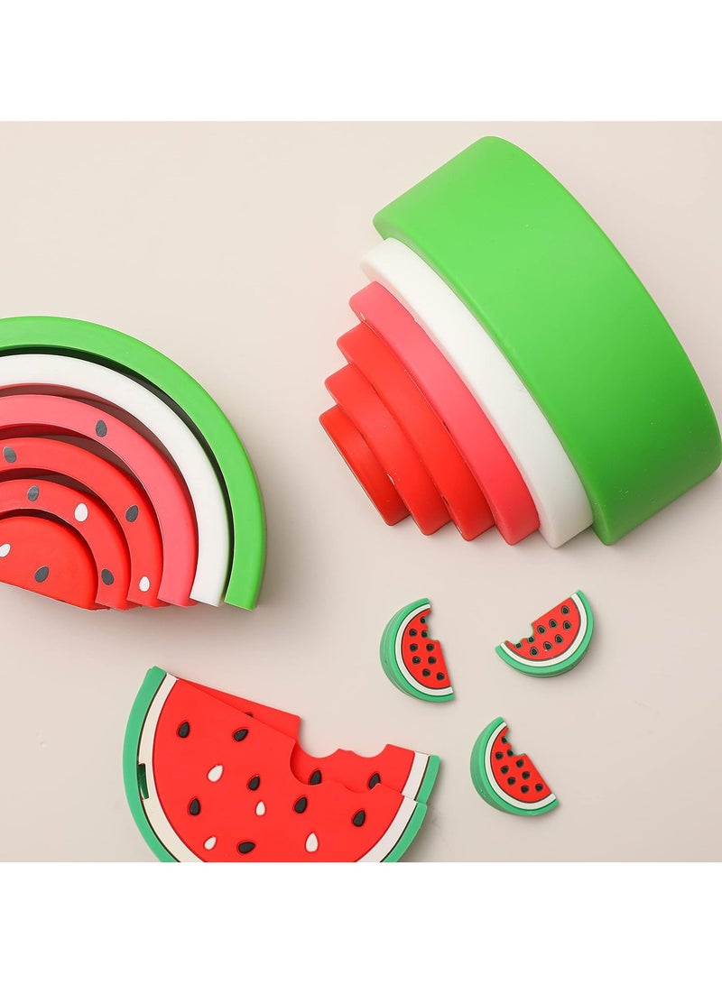 general Watermelon Building Blocks Silicone Products Cubic Puzzle Stacking Game Watercolor Building Blocks 6 Pieces - Image 4