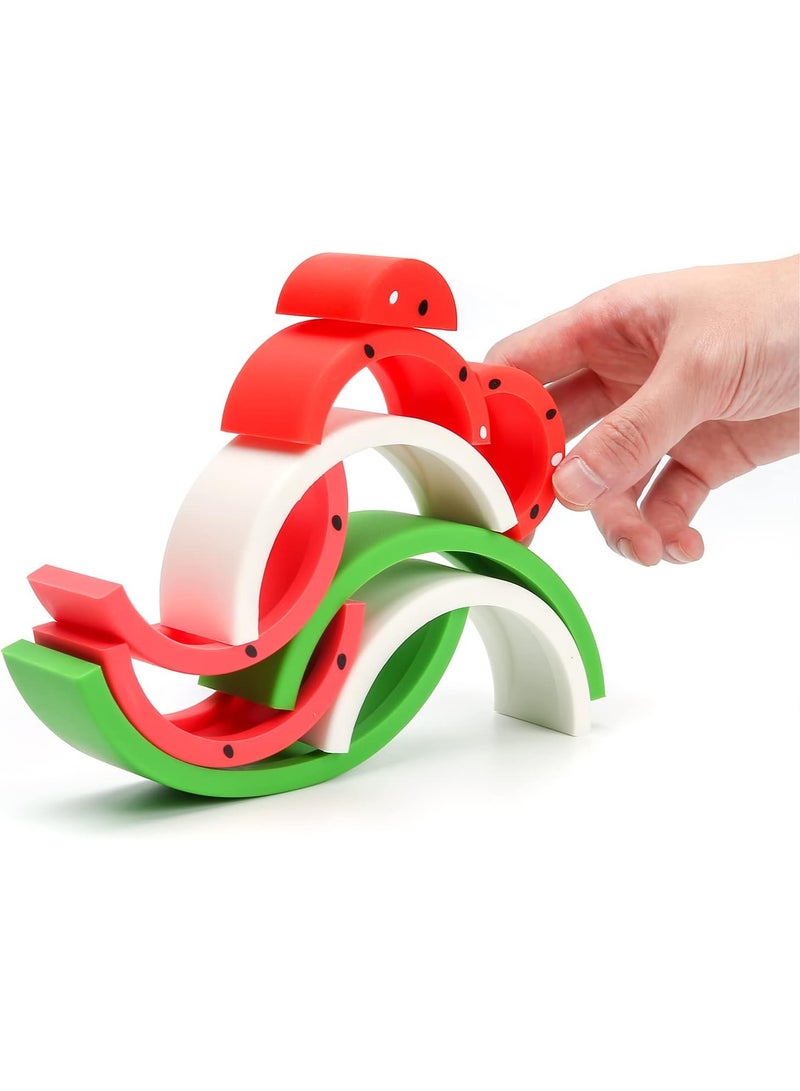 general Watermelon Building Blocks Silicone Products Cubic Puzzle Stacking Game Watercolor Building Blocks 6 Pieces - Image 2