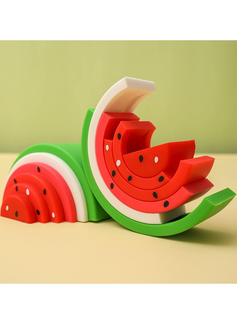 general Watermelon Building Blocks Silicone Products Cubic Puzzle Stacking Game Watercolor Building Blocks 6 Pieces - Image 5