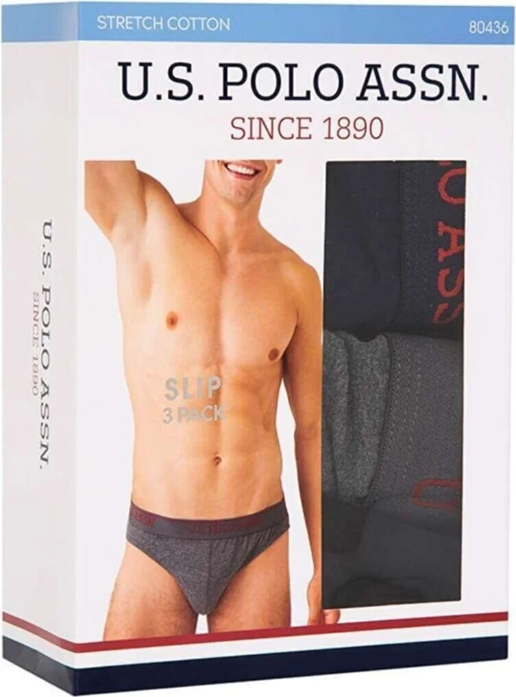 يو اس بولو اسن Men's Black Anthracite Navy Blue 3-Pack Briefs