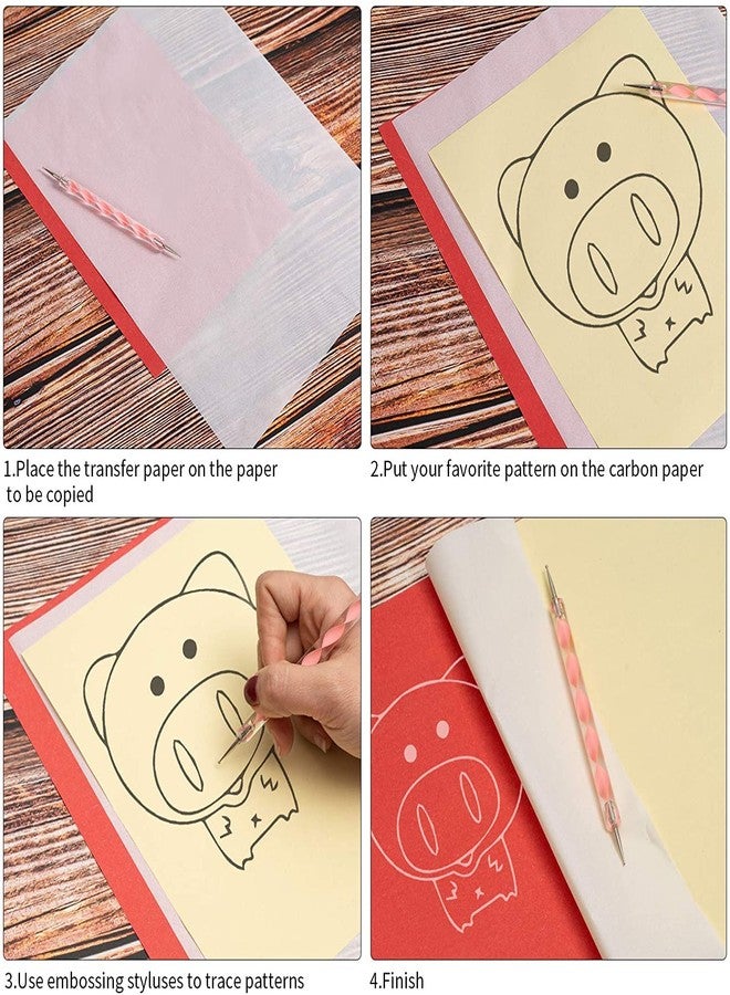 Ueerdand 50 Sheets Carbon Paper White Graphite Paper Transfer Tracing Paper and 5 Pieces Ball Embossing Styluses for Wood, Paper, Canvas and Other Art Craft Surfaces (White-50) - Image 5