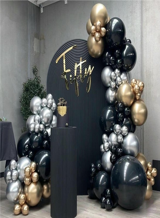 MEBAY Black Gold Silver Balloons Garland Arch Kit, 141Pcs Latex Balloons Different Sizes 18 12 10 5 Inch for Party Decorations, Wedding Backdrop, Birthday, Baby Shower, Graduation - Image 3