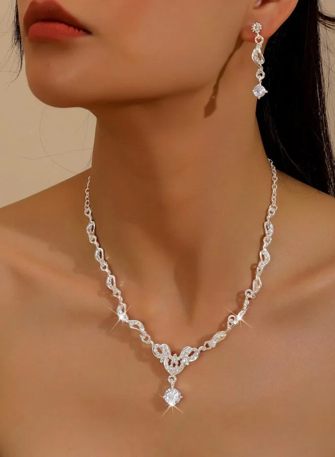 Take Two 2-Piece Rhinestone Embellished Necklace and Earrings Jewelry Set
