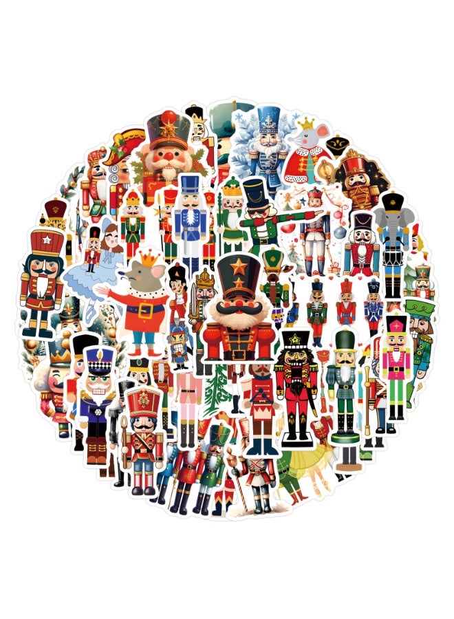NIBEMINENT 55 Pcs Nutcracker Deco Kit Waterproof Stickers, High Definition Printing Bright Colors, Suitable for Laptop Skateboard Luggage Water Bottle Guitar DIY - Image 1