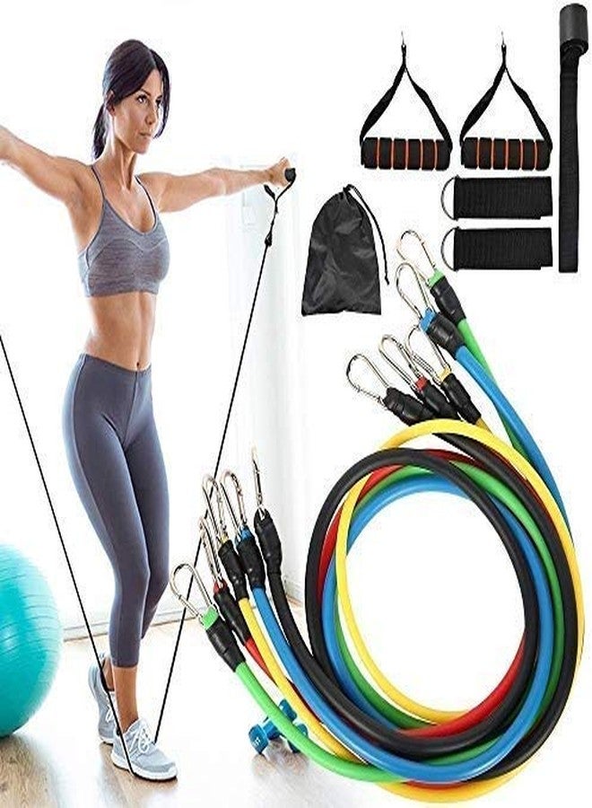ALN® Portable Resistance Bands (11pcs) with Door Anchor, Foam Handles, Legs Ankle Straps for Resistance Training, Physical Therapy, Home Workouts For Men and Women Full body Exercise fitness Equipment - Image 1