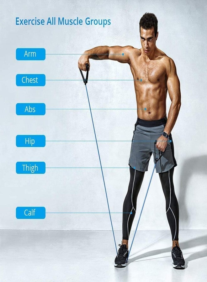 ALN® Portable Resistance Bands (11pcs) with Door Anchor, Foam Handles, Legs Ankle Straps for Resistance Training, Physical Therapy, Home Workouts For Men and Women Full body Exercise fitness Equipment - Image 3