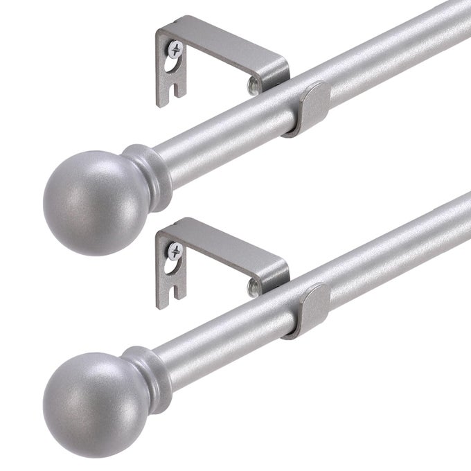 2 PACK SILVER CURTAIN RODS FOR WINDOWS 32 TO 48 INCH 58 INCH SPLICING HEAVY DUTY METAL CURTAIN ROD SET WITH BRACKETS