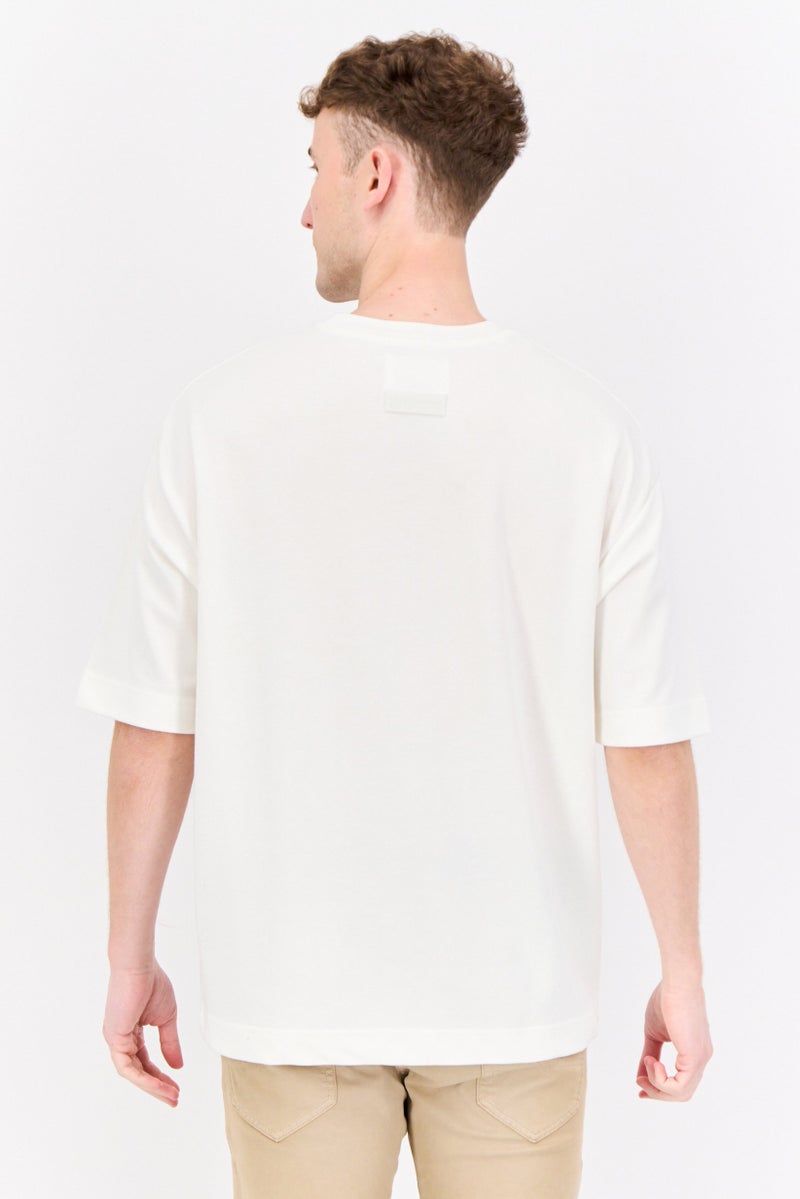 Blank Essentials Men Crew Neck Short Sleeve Brand Logo T-Shirts, Off White - Image 2