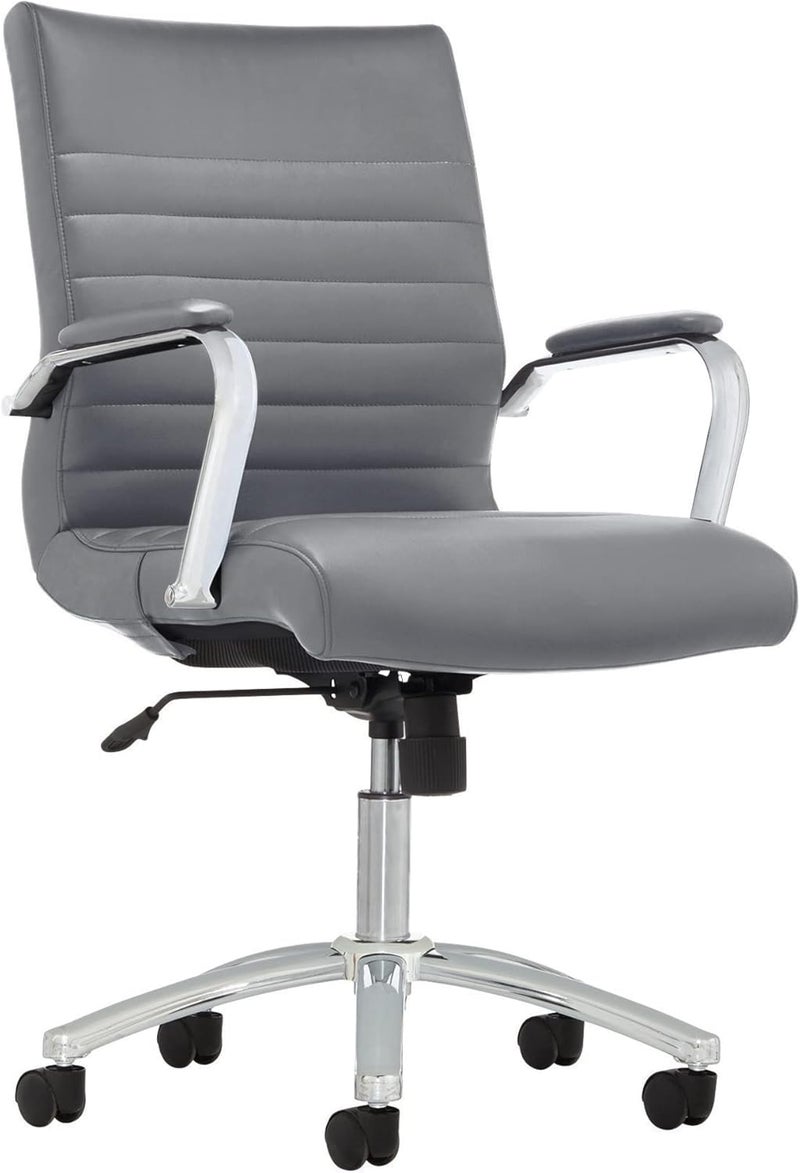 Realspace Modern Comfort Series Winsley Bonded Leather MidBack Chair Gray - Image 1
