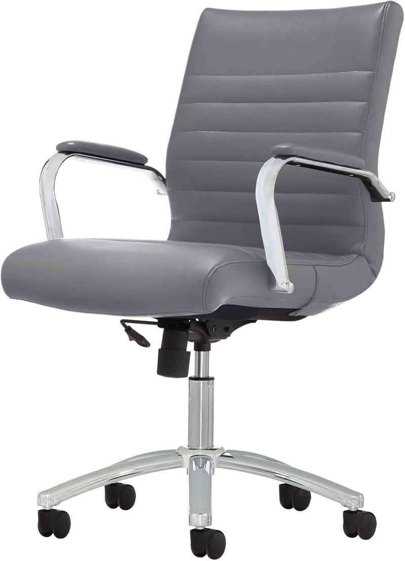 Realspace Modern Comfort Series Winsley Bonded Leather MidBack Chair Gray - Image 5