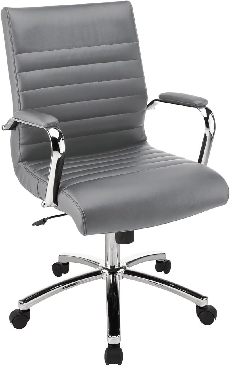 Realspace Modern Comfort Series Winsley Bonded Leather MidBack Chair Gray - Image 4
