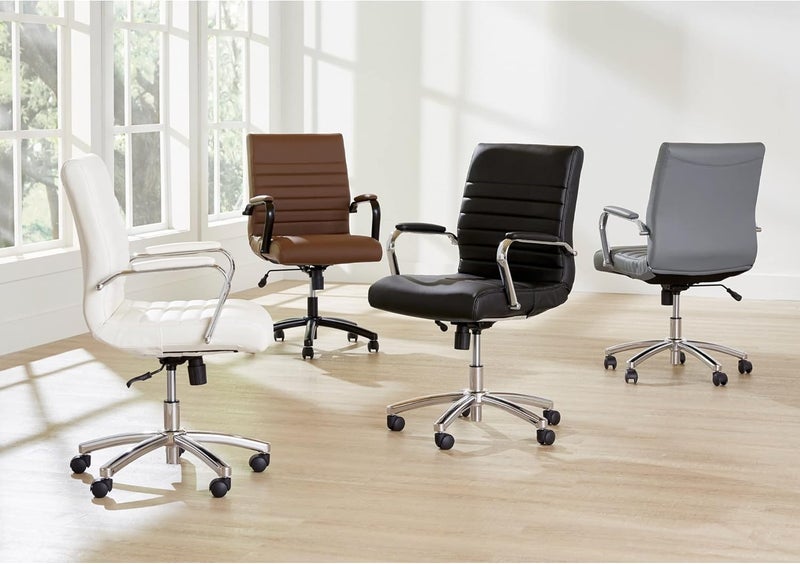 Realspace Modern Comfort Series Winsley Bonded Leather MidBack Chair Gray - Image 2