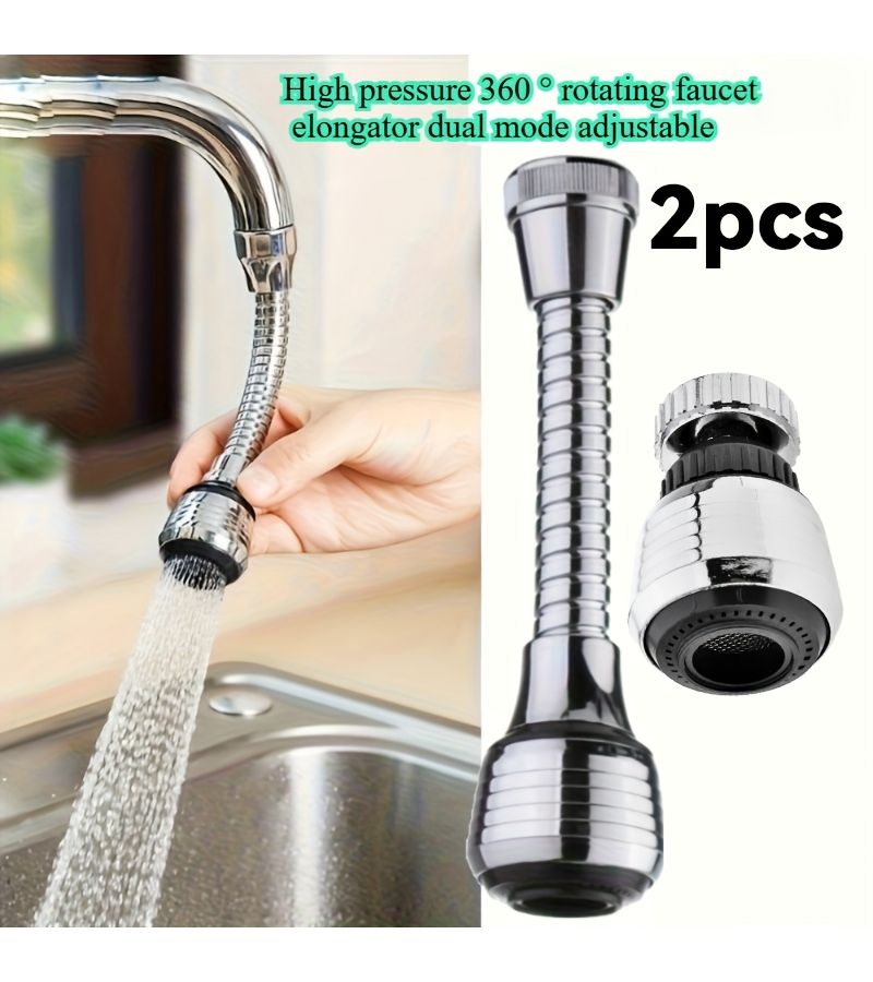 360 Degree Rotating Faucet Extender Splash Proof Dual Mode For Kitchen Bathroom Elegant Black - Image 1