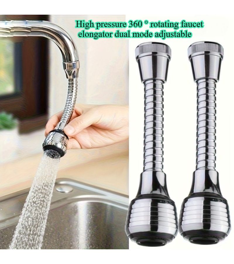 360 Degree Rotating Faucet Extender Splash Proof Dual Mode For Kitchen Bathroom Elegant Black - Image 2