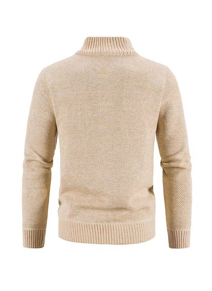 Loquat Men's Autumn/Winter Cardigan With Zipper And Fleece Standing Collar Jacket  - Image 2