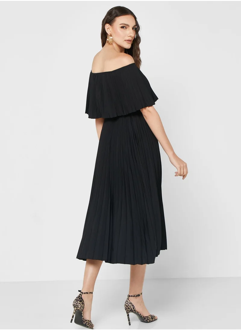 ELLA Off Shoulder Pleated Dress