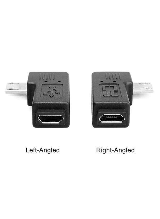 CY 2pcs 90 Degree Left Right Angled Micro USB 2.0 5P Male to Female Extension Adapter