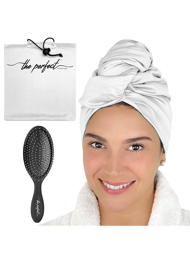 THE PERFECT HAIRCARE - THE PERFECT HAIRCARE Microfiber Curly Hair Towel Wrap with WetDry Brush  Fast Drying and Gentle Detangling for Women Girls Kids Children  Great for Travel Gifts and Hair Extensions - Image 1