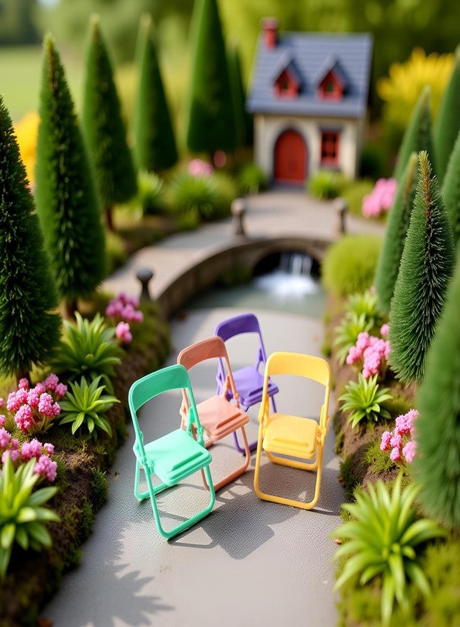 Labriciyon 5Pcs Colourful Simulation Mini Folding Back Small Chair Model,Miniature Scene Accessories,Miniature Plastic Furniture Accessories Scene Props for Micro Landscape Dollhouse Furniture Mini Chair (1/12) - Image 4