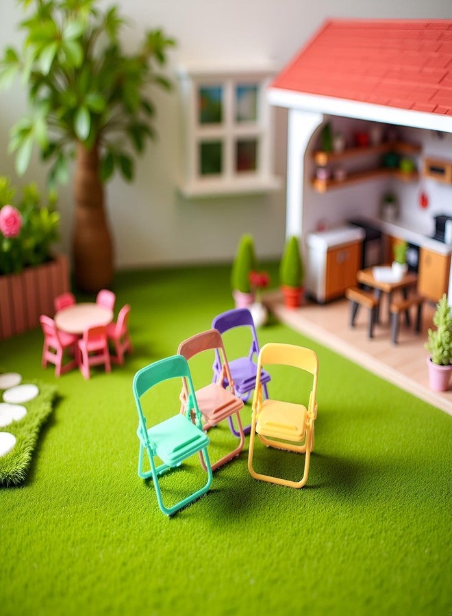 Labriciyon 5Pcs Colourful Simulation Mini Folding Back Small Chair Model,Miniature Scene Accessories,Miniature Plastic Furniture Accessories Scene Props for Micro Landscape Dollhouse Furniture Mini Chair (1/12) - Image 5