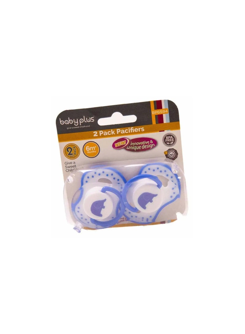 Pacifiers 2Pcs Pack Blue And White Bp6594