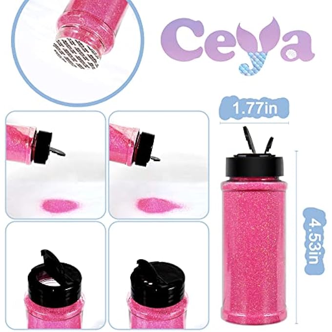 ceya 3.8OZ/ 110G ULTRA FINE GLITTER POWDER ROSE PINK IRIDESCENT GLITTER 1/128 0.008 0.2MM FOR SLIME EPOXY RESIN CRAFT TUMBLER JEWELRY NAIL ART FESTIVAL MAKEUP SCRAPBOOK PAINTING WEDDING CARDS - Image 5