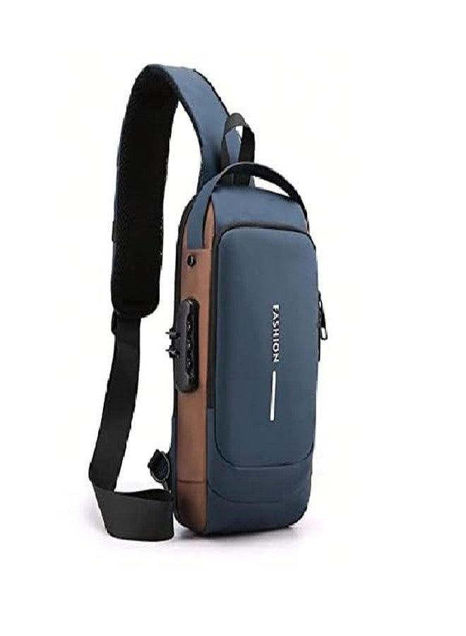 SHRBI Crossbody Sling Backpack Bag And Fanny Pack Leather Causal Chest Bum Bag And Shoulder Travel Hiking Bag for Water Resistant (Blue) - Image 1
