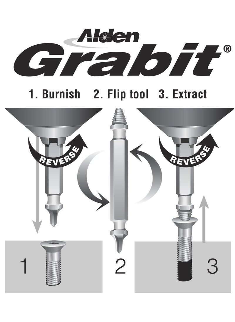 ALDEN Alden 8440P Pro Grabit Broken Bolt and Damaged Screw Extractor 4 Piece Kit - Made in The USA  - Image 4