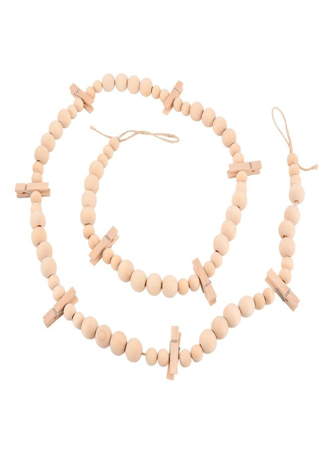 Ranjaner Hanging Photo Display Wall Decor with 9 Wood Clips, Boho Wooden Bead Hanging String Pictures Frame Collage Board, Multi Photo Wall Display for Bedroom Living Room Dorm Decor(Size:1 Pack) - Image 3