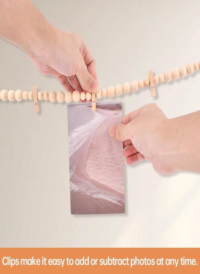 Ranjaner Hanging Photo Display Wall Decor with 9 Wood Clips, Boho Wooden Bead Hanging String Pictures Frame Collage Board, Multi Photo Wall Display for Bedroom Living Room Dorm Decor(Size:1 Pack) - Image 5