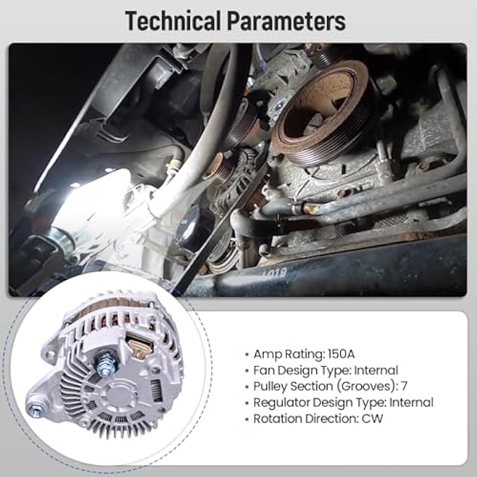 FuseRish Alternator 150A A003TJ1991A Compatible with Infinit-i EX35 FX35 G35 M35 2007-20103.5L and M37 Q50 G37 Q70 Q70L 2008-2019 3.7L; Compatible with Nissa-n 350Z 370Z 2007-2010 3.5L 3.7L - Image 4