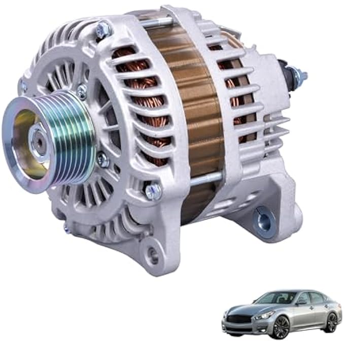 FuseRish Alternator 150A A003TJ1991A Compatible with Infinit-i EX35 FX35 G35 M35 2007-20103.5L and M37 Q50 G37 Q70 Q70L 2008-2019 3.7L; Compatible with Nissa-n 350Z 370Z 2007-2010 3.5L 3.7L - Image 1