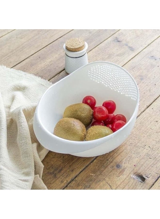 سوكاني مصفاة بلاستيكية صالحة للأكل، مصفاة أرز، فاصوليا، بازلاء، سلة غسيل، مصفاة، غربال، أداة تنظيف، ملحقات المطبخ، متينة وسهلة الاستخدام (أبيض) - Image 4