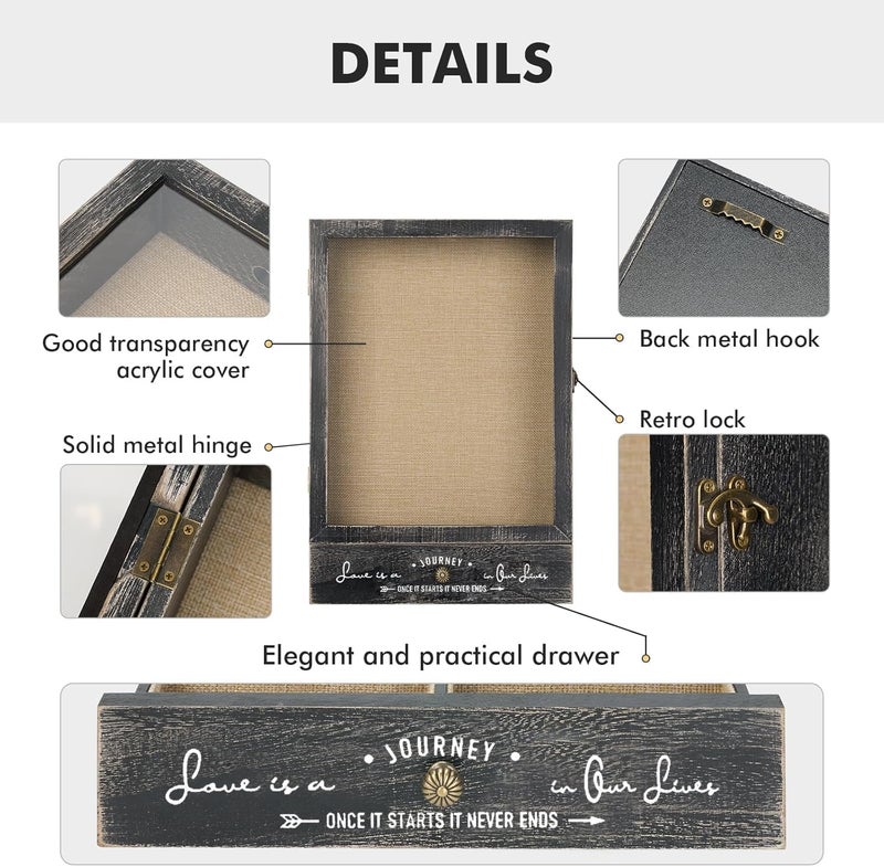 Large Shadow Box Picture Frames Deep Shadow Boxes Display Cases 11x16inch with Removable Shelves and Drawers, for Pictures, Flowers, Keepsakes, Medals, Wedding Gift for Wall or Tabletop (Black) - Image 2