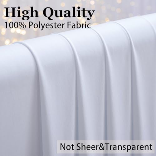 NSSONBEN 10ft×12ft Wrinkle Free White Backdrop Curtain for Wedding Parties, 2 Panels 5×12ft Long Silky Polyester Fabric Backdrop Drapes White Photo Back Drop Curtains for Party Photography Background Cloth - Image 3