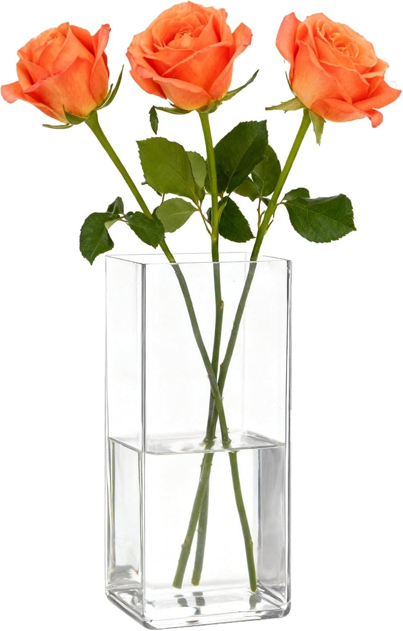 Guluto Acrylic Square Flower Vase, Non-breakable Vase, 5" x 5" x 10" Tall Clear Vases for Flower, Large Cube Floral Plant Container, Planter Terrarium for Wedding Party Event, Home Office Decor - Image 1